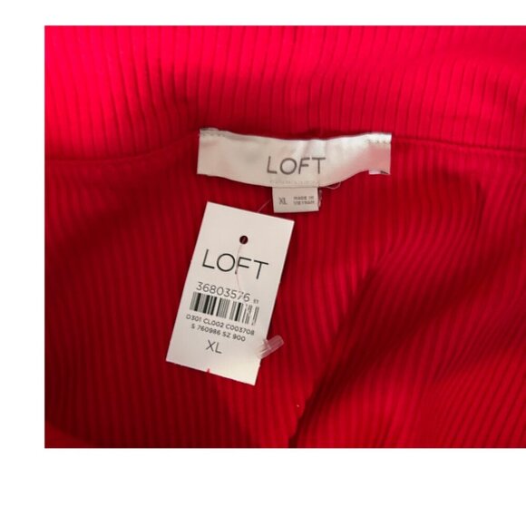 NWT Loft Ribbed Off The Shoulder Top Women's Size 12/14L/XL Tango Red - Picture 4 of 7